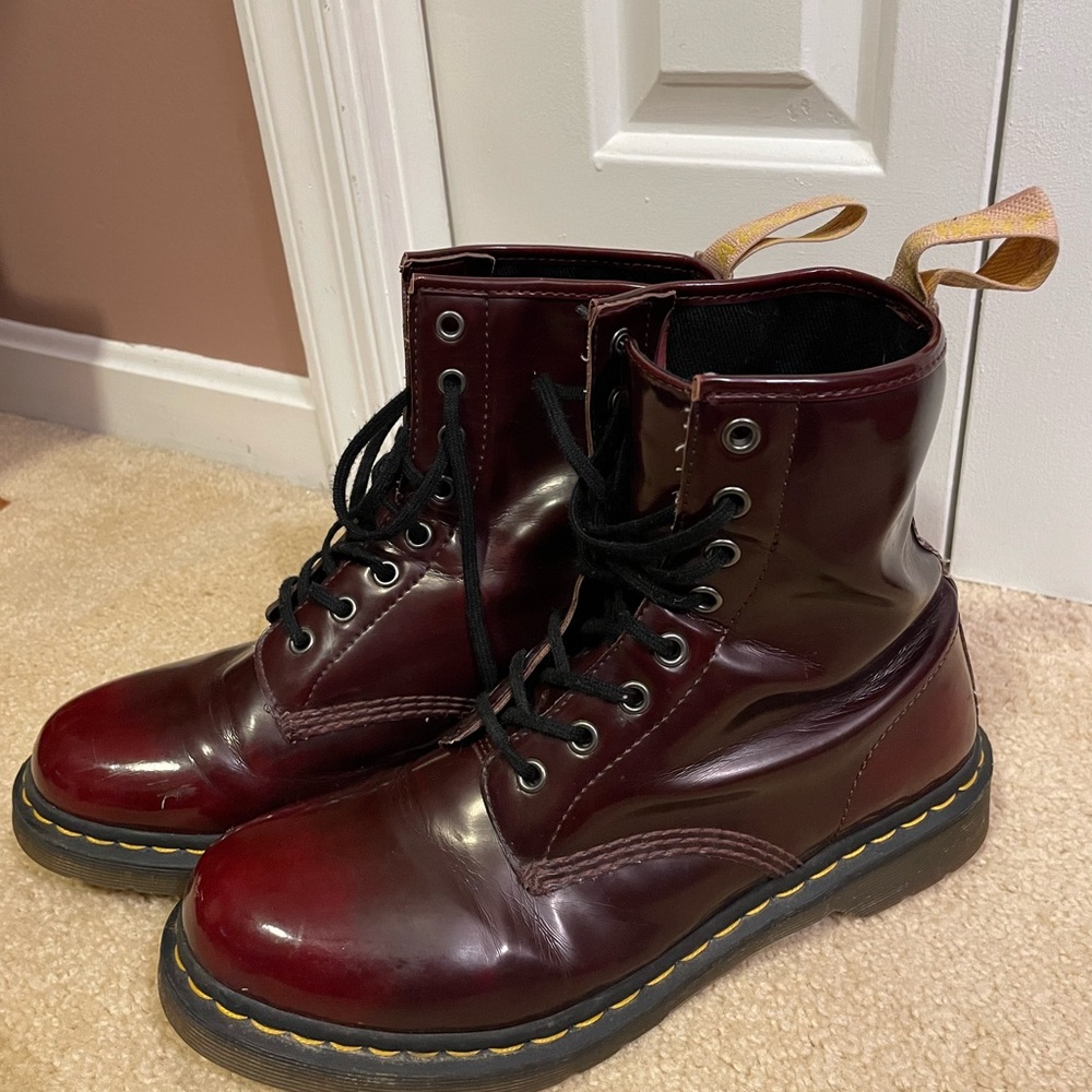 Dr. Martens Cherry Red Vegan Leather Footwear - Picture 4 of 7